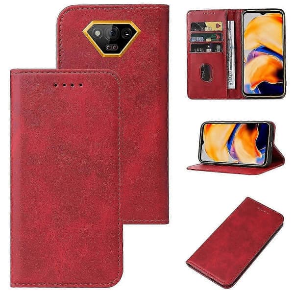 För Ulefone Armor X13 Magnetisk Stängning Läder Telefonfodral Red