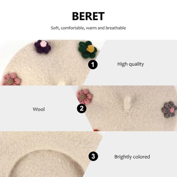 Flickbasker i ull för användning 2-pack blomdesign beige färg
