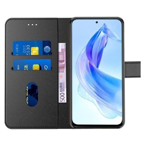 Etui til HONOR 90 Lite 5G, Flip Læderetui med Magnetisk Lukning og Multifunktionel Sort FlashDog Tech