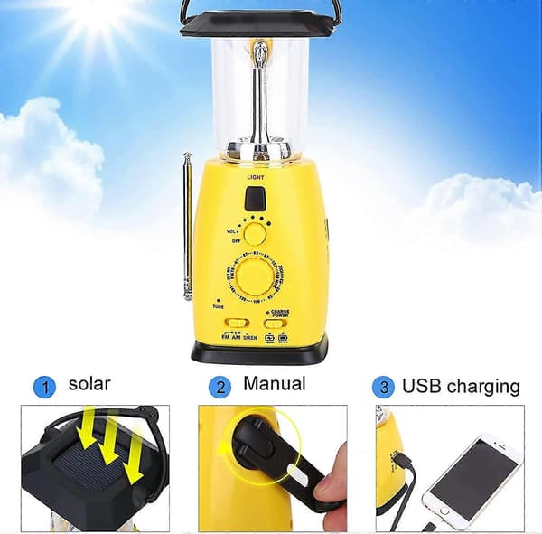 LED-campinglampa, solcellsdriven uppladdningsbar
