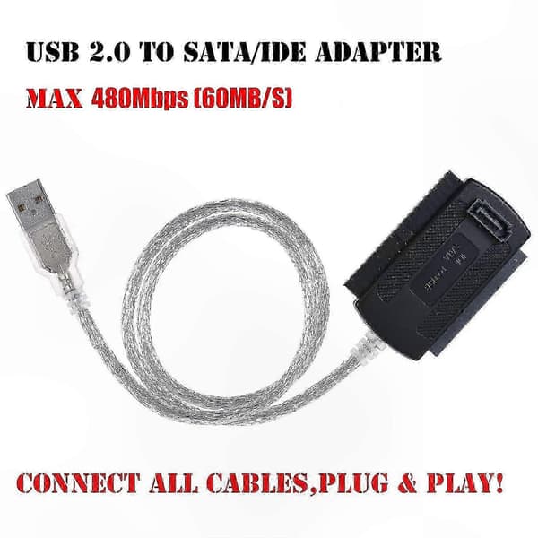 USB 2.0-adapterkabel för SATA IDE-enhetskonvertering med EU-kontakt
