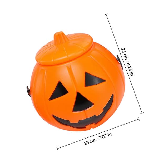 Halloween gresskarbøtte lys 2 sett plastglødende lanterner til dekorasjon