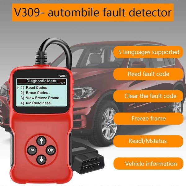 Obd Digital Bil Feilkode Leser Diagnostisk Skanner Med 5 Språk