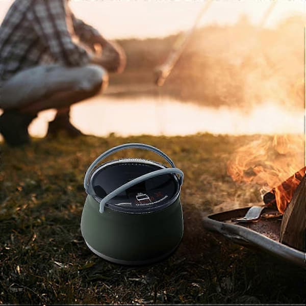 Sammenklappelig Silikone Campingkedel Varmebestandig Multifunktionel Gryde Grøn