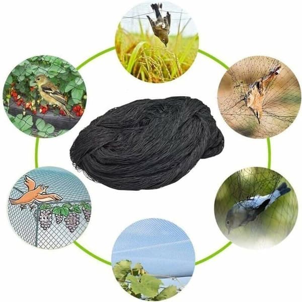 Fuglenet - RYTTGOP - 15x15 m - 5x5 cm masker - UV-bestandig nylon - Sort