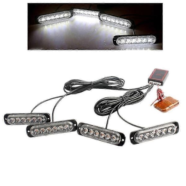 Led Strobe Trådløse Lys Stroboskoper 24led Strobe Lys Bil 12v Trailer Lys Lastbil Strobe Lampe (hvidt Lys)