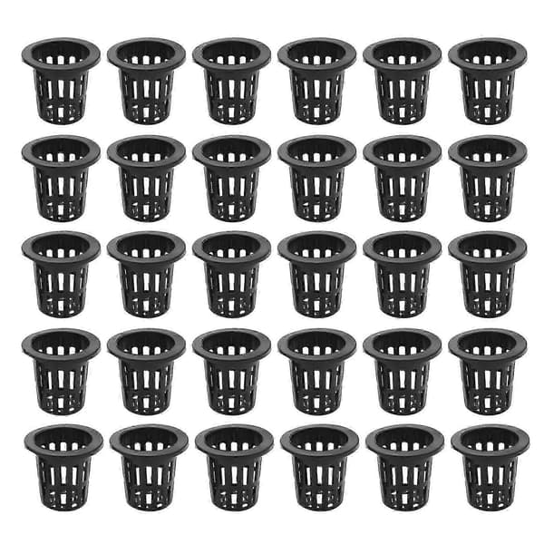 100-pack 2,36 tums slitsade nät hydroponiska nätkoppar Black