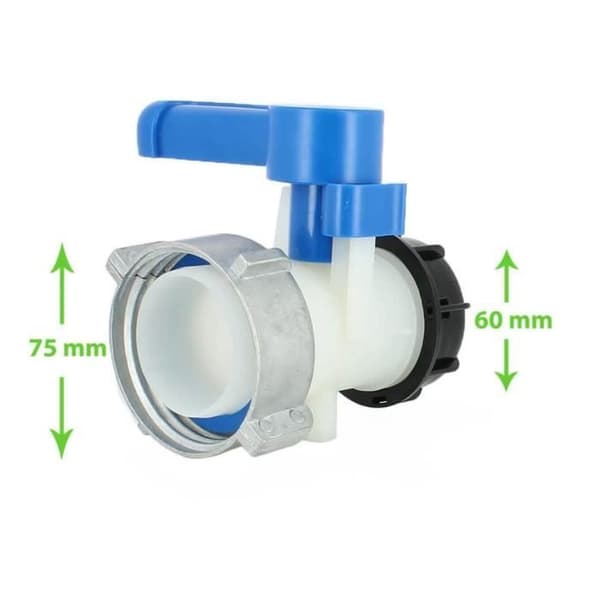 Tankventil - Sotralentz - S75X6 mutter och S60X6 utlopp - Vit