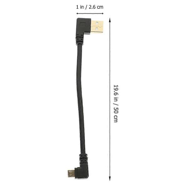 Micro USB-kabel Rätvinklig Micro USB-kabel för laddning 2 st adapter Black 50.00X2.60X0.70CM