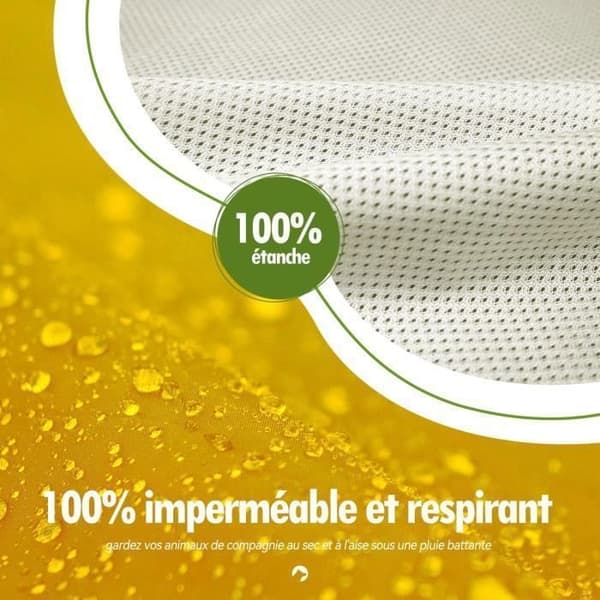 Regnfrakk for hunder - EINNENFFER - 5XL - 100 % vanntett - Ultralett - med hette