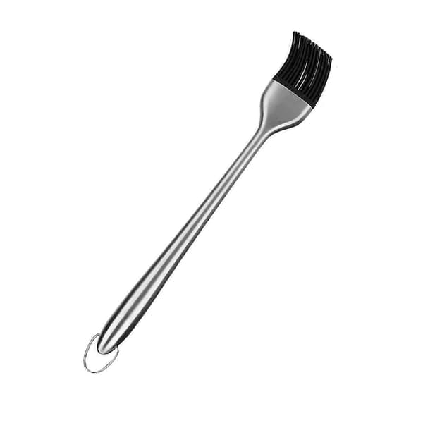 30 cm Bagepensel med Håndtag i Rustfrit Stål og Fleksibelt Silikonehoved til BBQ Grillstegning