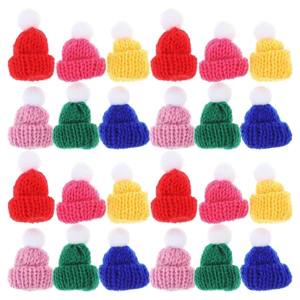 Mini julhattar Mini stickade ullhattar för DIY 24 st blandade färger