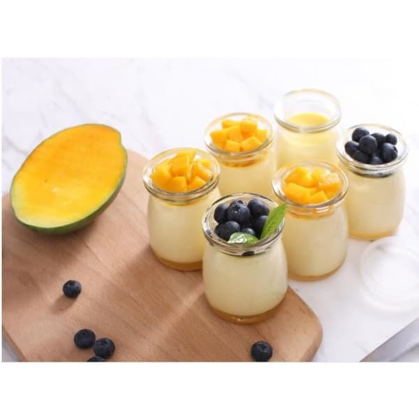 Glasburk - Set med 6 yoghurtburkar - 200ml - Lock ingår - Perfekt för desserter