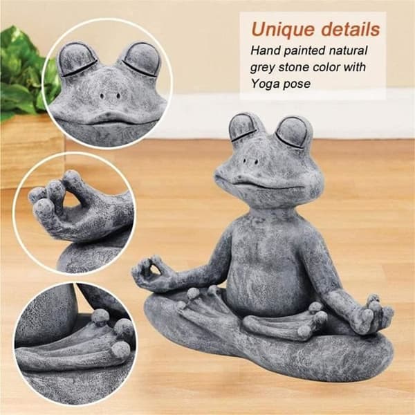Havefigur - Zen - Meditationsfrø - Grå - Udendørs dekoration - Klassisk stil
