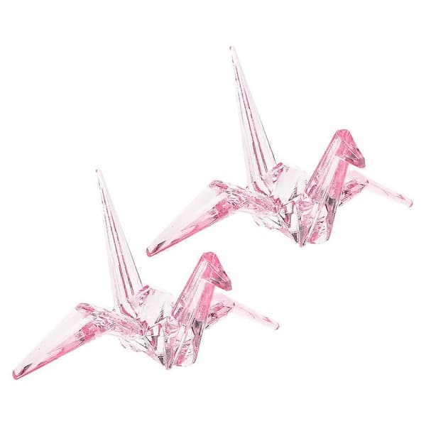 2 stk rosa origami-trane akrylmodell dekorasjon til barnebursdag