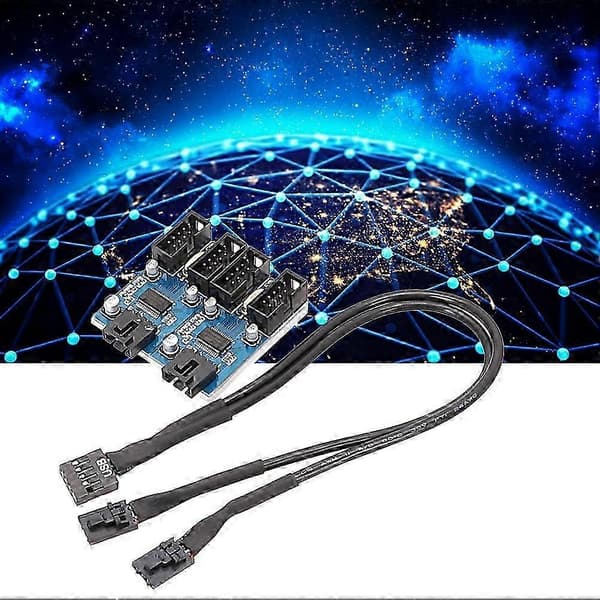 Bundkort 9Pin USB2.0 forlængerkabel 9PIN til dobbelt 9PIN med chip understøtter delt multi-interface Black
