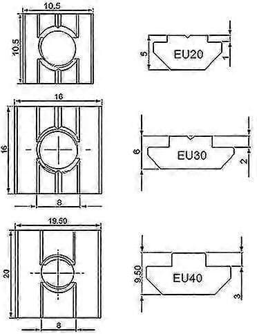 Set med 50st glidande T-muttrar europeisk standard EU30-M5