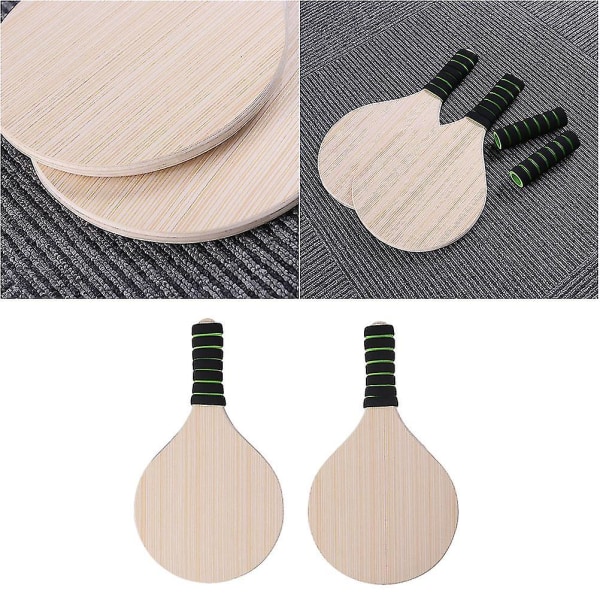 Par badmintonracket for badmintonracket for strandfest av tre (tilfeldig håndtaksfarge)
