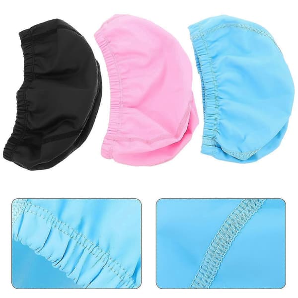 3 stk. PU Vandtæt Badehætte til Voksne Elastisk Stor Badehætte til Pool Kort & Lang Hårbeskyttelse - Sommer Badehætter 21.50X16.00X0.30CM