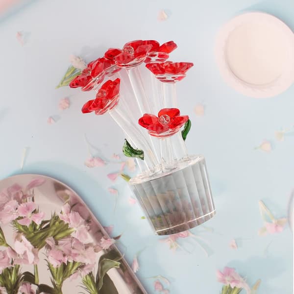 pc (röd) kristallfigur solfångare blomsterprydnad jul