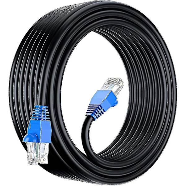 50m Cat6 Udendørs Vandtæt Direkte Nedgravet Ethernet Netværkskabel - UTP - Ca. - 550 Mhz - Sort 50 Meter