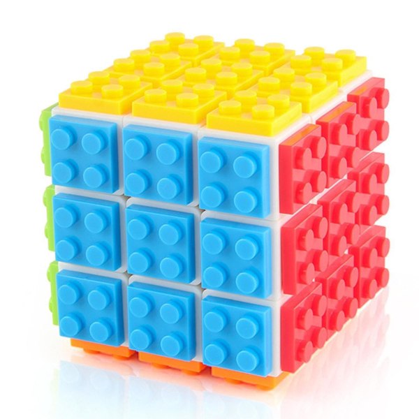 3x3 Build-on Brick Magics Cube, Speed ​​Rubix Cube Brain Teaser Puslespil og mursten Legetøj til børn Voksengave