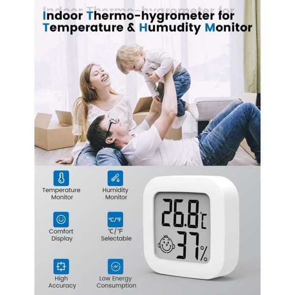 Termometer Hygrometer - AZWIX - Mini Digital - Hög Precision - Komfortindikator - Trådlös