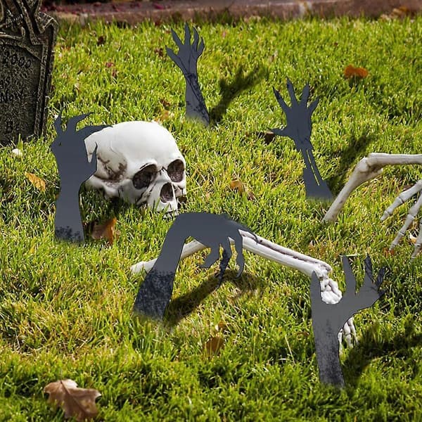 Halloween Zombie Arm Stakes (1 sæt (5 stk.), sort) Dark Gray