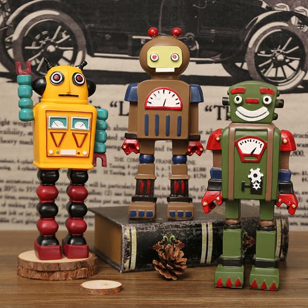 Retro Robotmodellprydnader Hemfönsterdekorationer (Blå)
