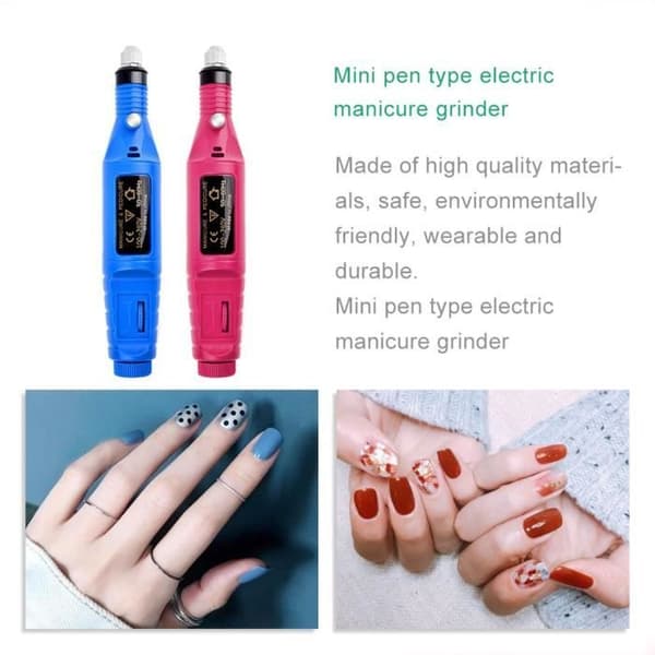 Mini elektrisk neglepolerer, penstil, lyserød og rød, europæisk standard