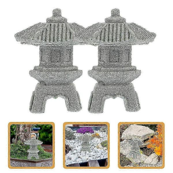 Mini japansk steinlyktstatue 2 stk for bonsaidekorasjon