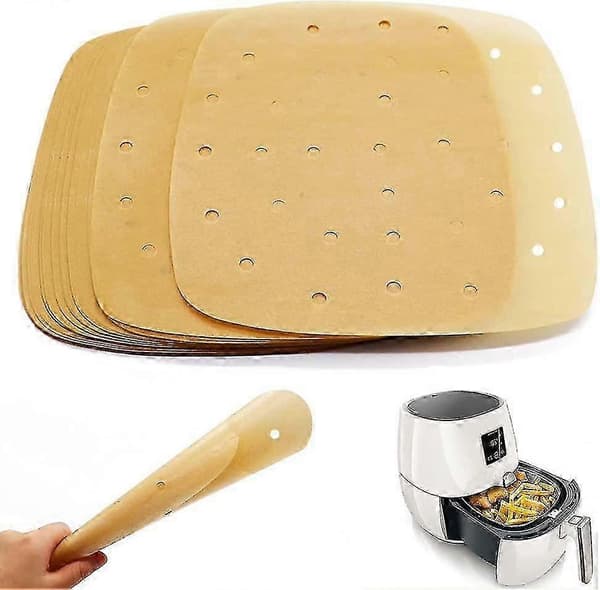 200 Stykker 8,5 Airfryer Bagepapir Liners Firkantet Perforeret Bagepapir Til Airfryere