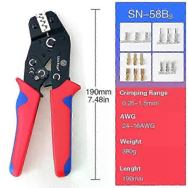 SN-58B Pro Krympetang til Dupont 63 48 28mm Spade Terminaler Præcision Arbejdsbesparende