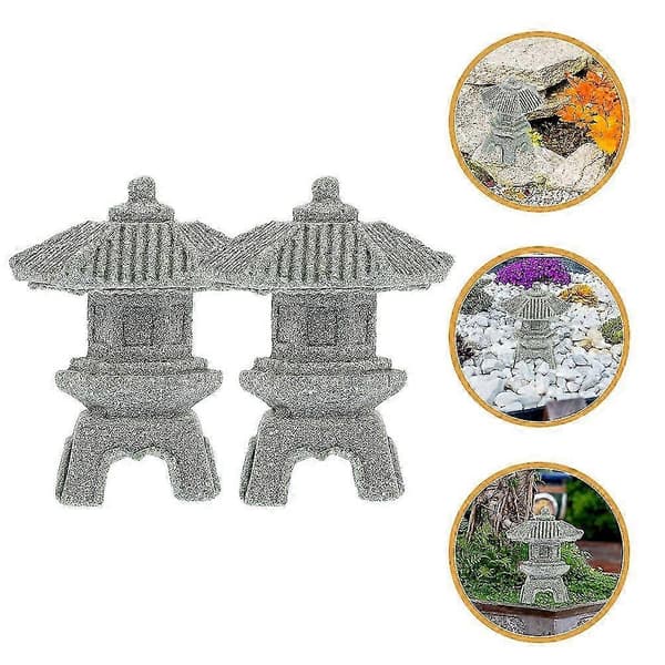 Mini japansk steinlyktstatue 2 stk for bonsaidekorasjon