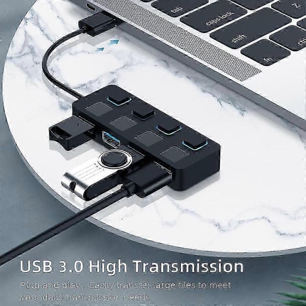 4-ports USB 3.0 datahub med individuel LED-strømafbryder til Mac og PC HB-UM43