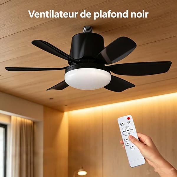 LED Loftventilator med Lys E27 - 47 cm - 30W, 2400lm, 3 Hastigheder, 3 Farver - Timer - Stille - Til Soveværelse, Stue
