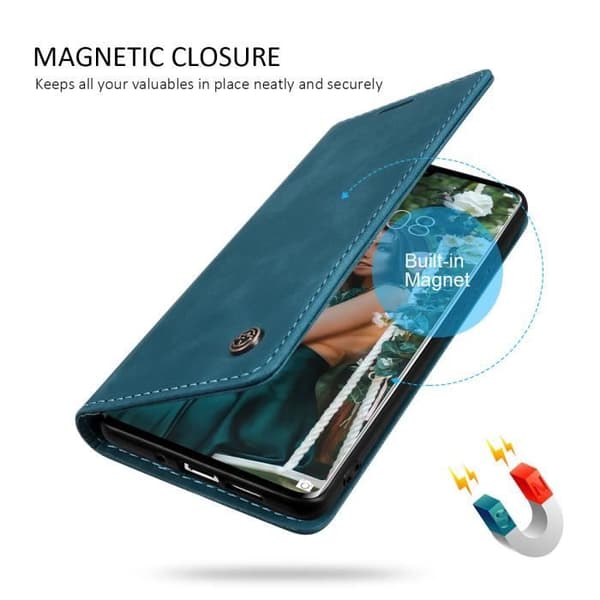 【SmartLegend】Huawei P30 Pro Bumperfodral Premium Läder Flip Plånboksfodral Blå
