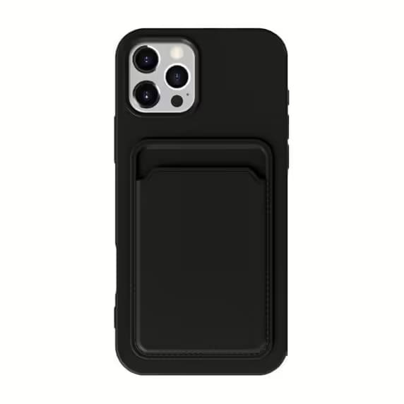 iPhone 16 Pro Mobile Case Silicone with Card Holder - Black