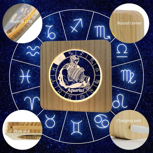 Træ natlampe Horoskop Stjernebillede 3D Illusion Nat