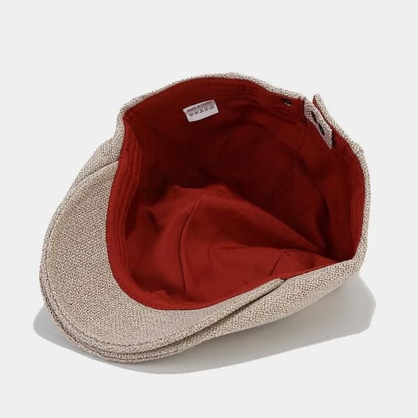 Unisex Retro Stil Flat Beret Lue, Uformell Malerkappe for Kvinner og Menn - Beige
