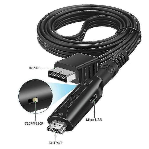 Til Ps2 til HDMI-kompatibel lyd-videokonverteradapter Black