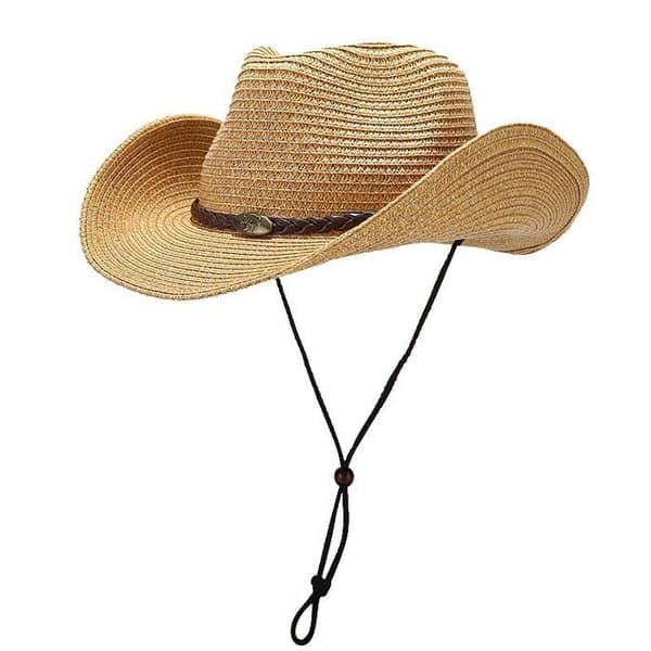 Cowboyhat til kvinder/mænd XJYDNCG Dame Stråhat Sommer Solhat - Kaffe