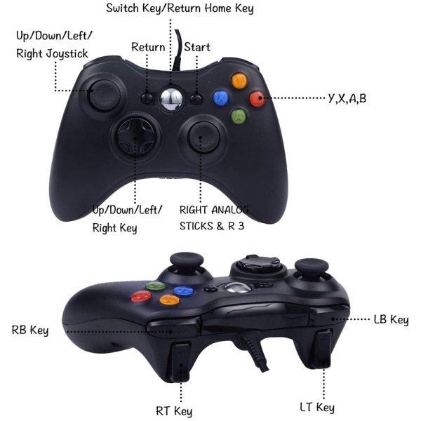 Ny Design Xbox 360 Handkontroll USB Kabelansluten Spelkontroll för Microsoft