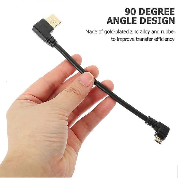 Micro USB-kabel Rätvinklig Micro USB-kabel för laddning 2 st adapter Black 50.00X2.60X0.70CM