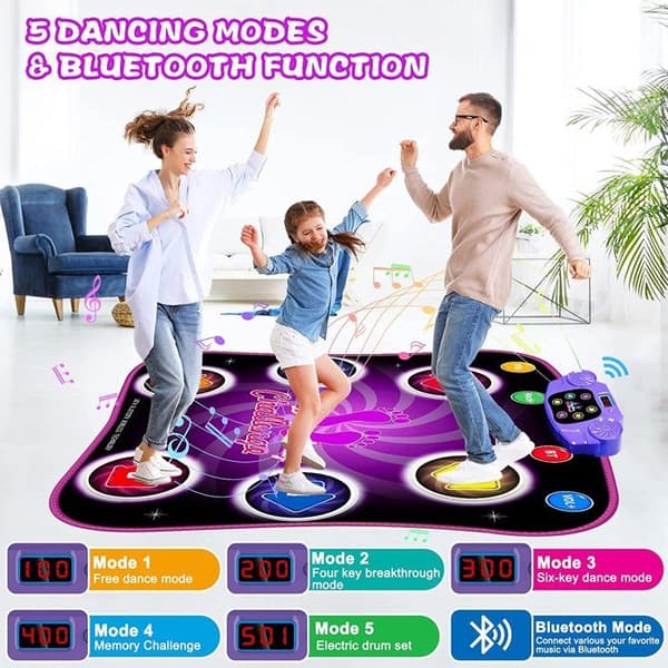 KAKOO Børnedansemåtte - Bluetooth, LED, Fødselsdags-/julegave til piger
