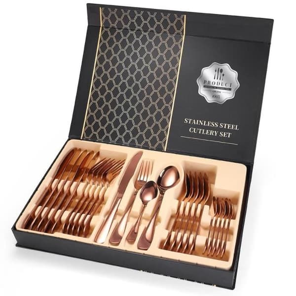 Bordsartiklar - Roséguld - Rostfritt Stål - 24 Delar - Diskmaskinssäker - Komplett Set