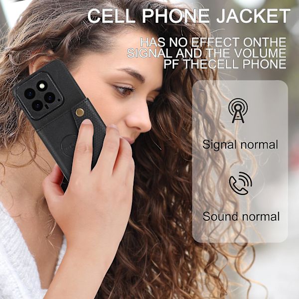 För Xiaomi 14 Case PU Läderbelagd TPU Kickstand Cover - Svart Black