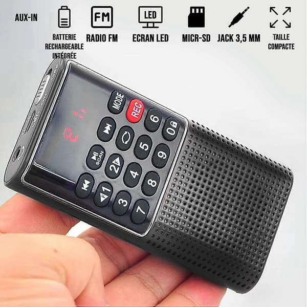 Genopladelig FM-lommeradio, 3W
