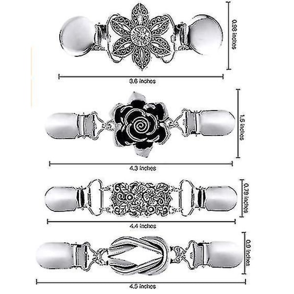 4-delad Retro Sweater Sjal Clip Kvinnlig Formell Skjorta Brosch Clip