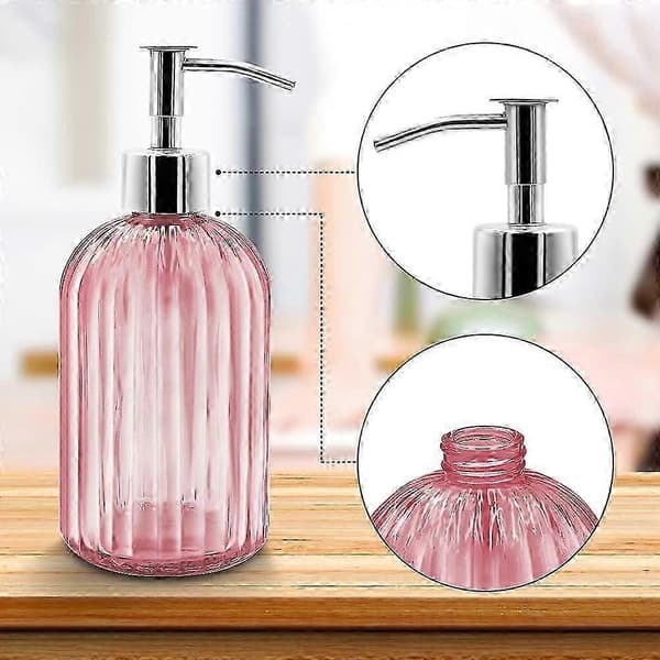2-pack tvålpumpflaska i glas med pump, för badrum (rosa) Edition 0210